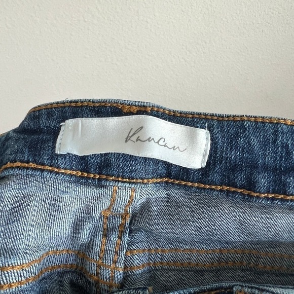 Kancan Claire Jeans Women's 1/24 Mid Rise Boyfriend Distressed Raw Hem Stretch - Picture 6 of 7